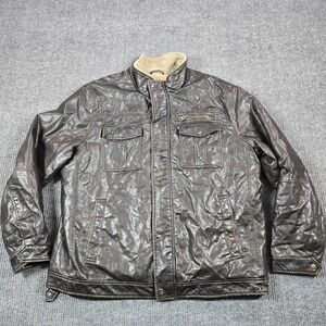 Levis Jacket Mens 2XL Brown‎ Faux Leather Sherpa Lined Moto Pockets Warm